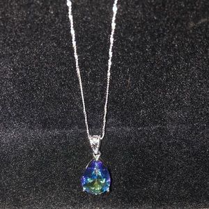 18ct white gold filigree finding Mystic Topaz